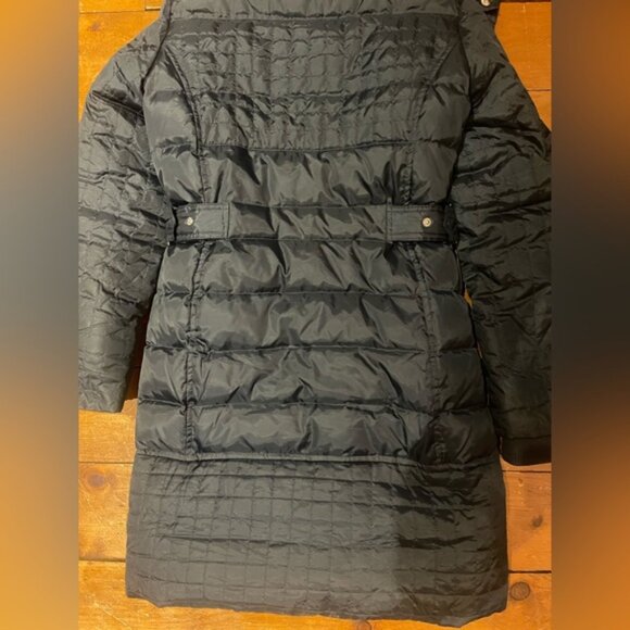 Sam Edelman Down Filled Parka Winter Puffer Jacket Long Navy Coat Faux Fur Hood - Picture 7 of 9